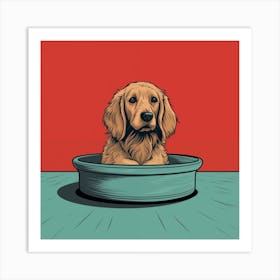 Golden Retriever In A Bowl Art Print