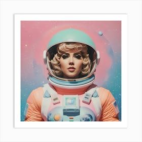 Pastel Female Astronaut 4 Art Print