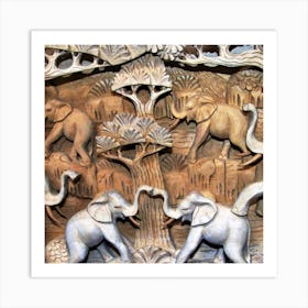 Elephants In The Forest Art Print