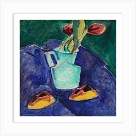 Tulips In A Blue Vase 1 Art Print