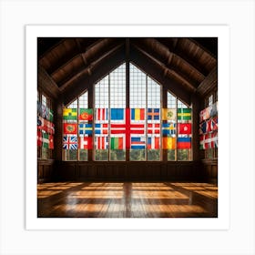 A Collection Of Intricately Designed Global Country Flags Aligned Neatly In A Grid With Each Flag (3) Art Print