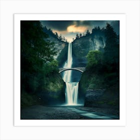 Multnomah Falls at sunset. Just one of many large waterfalls along the Columbia Gorge in Washington and Oregon (26) Art Print