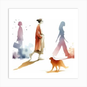 Portrait Of A Woman And Her Dog Art Print