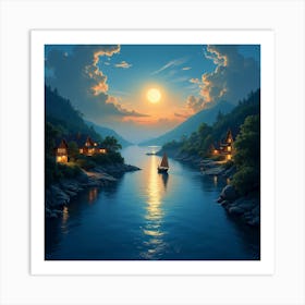 Sunset By The Lake 1 Art Print