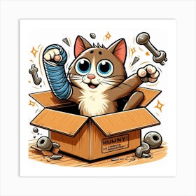 Funny Cat In A Box Art Print