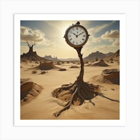 Clock In The Desert2 Art Print