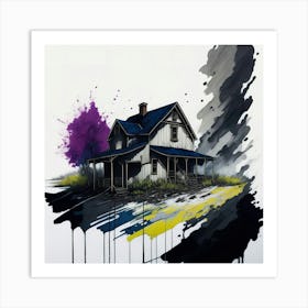 Colored House Ink Painting (21) Art Print