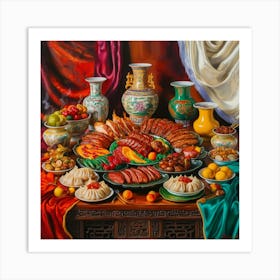 Default Vibrant Oil Painting On Canvas Depicting A Sumptuous S 3 Art Print