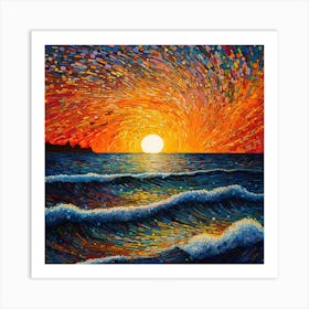 Sunset Over The Ocean 1 Art Print