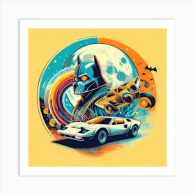 Batman And Batmobile Art Print