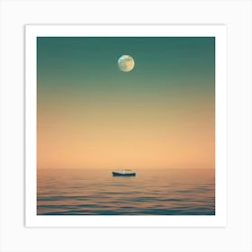 Small Boat In The Ocean Art Print