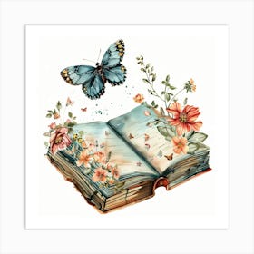 Butterfly And Book Art Print