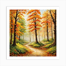 Forest In Autumn In Minimalist Style Square Composition 168 Art Print