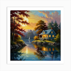 House By The Lake Art Print