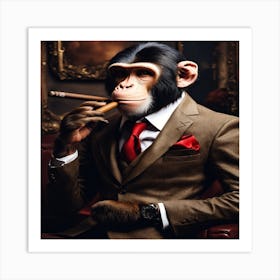 Monkey Smoking Cigar Art Print