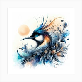 Paradise Bird in Creative Color Drawing - Wild Bird Artwork 135 Art Print