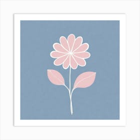 A White And Pink Flower In Minimalist Style Square Composition 642 Art Print