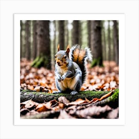 Squirrel In The Forest 11 Art Print