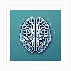 Brain On A Blue Background 1 Art Print