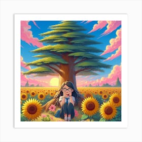 Sunflower Girl 2 Art Print