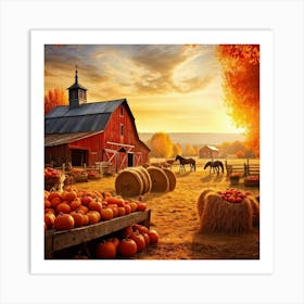 Autumn Farm Festival Capturing The Essence Of Rustic Charm Freshly Harvested Produce Spread Across (2) 2 Art Print