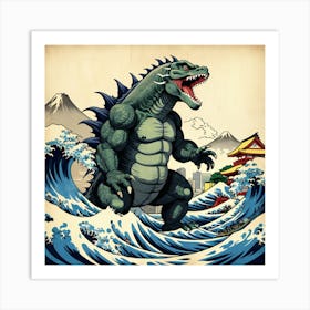 Godzilla In The Waves 2 Art Print