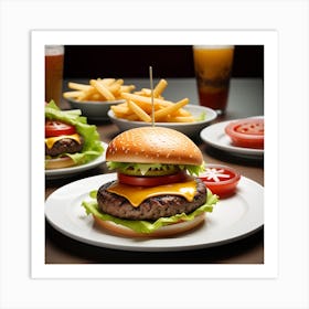 Burgers And Fries 1 Art Print