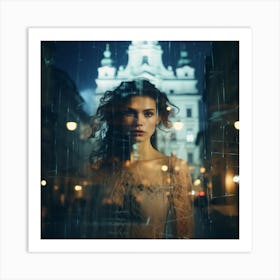 Czech Girl multi exposure Prague  Art Print