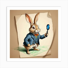 Rabbit With Magnifying Glass 3 Art Print