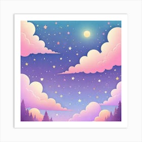 Sky With Twinkling Stars In Pastel Colors Square Composition 245 Art Print