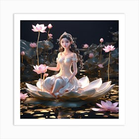 Lotus Flower Girl Art Print