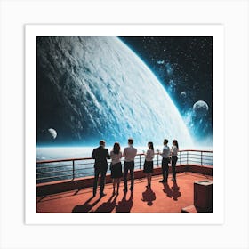 Group Of People Looking At A Planet 1 Art Print