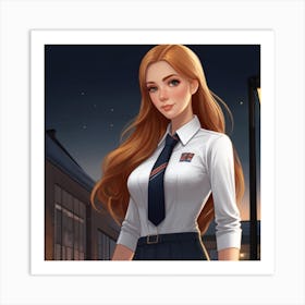 School Girl In Uniform Art Print