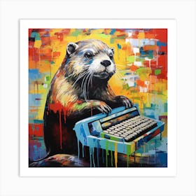 Otter Typing 2 Art Print