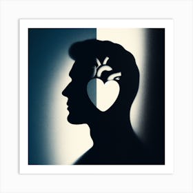 Silhouette Of A Man With A Heart Art Print