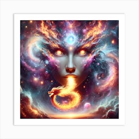 Woman With A Dragon Head Art Print