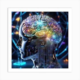 Human Brain With Artificial Intelligence 33 Art Print