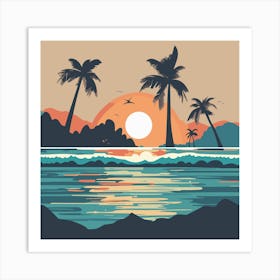 Sunset At The Beach Art Print