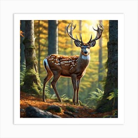 Deer In The Forest 168 Art Print