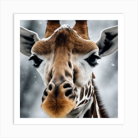 A Close Up Of A Majestic Giraffe, Capturing Its Intense Gaze And Powerful Presence Art Print