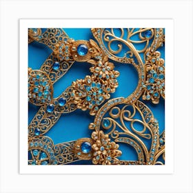 Gold And Blue Jewelry Art Print