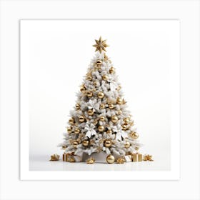 Christmas Tree With Gold Ornaments Art Print