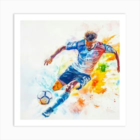 Soccer Player Kicking The Ball 7 Art Print