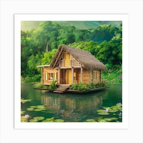 Floating House In The Water Art Print