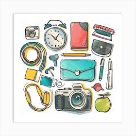 The Photographer Hand Sketch Camera Art Print