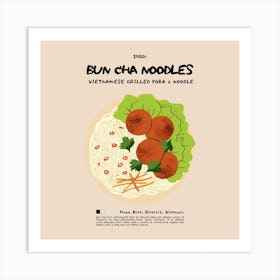 Bun Cha Noodles Square Art Print