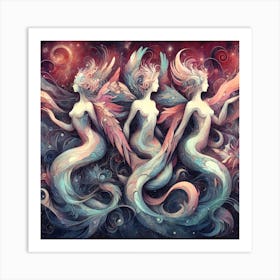 Three Mermaids Art Print