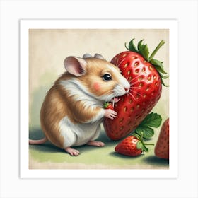 Strawberry Hamster 2 Art Print