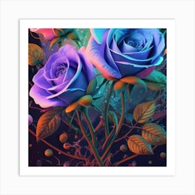 Abstract Painting Magical Organic Roses 1 Art Print