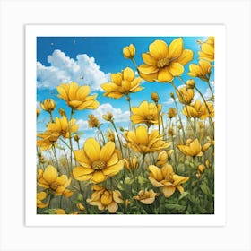 Yellow Cosmos 3 Art Print